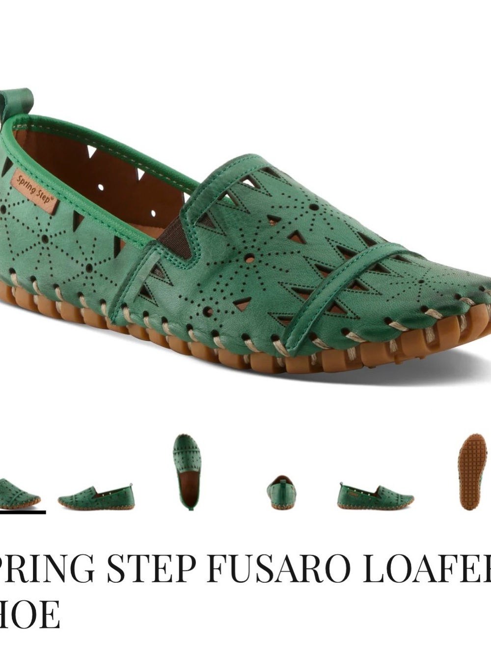 Spring Step Green Fusaro Perforated Leather Loafer